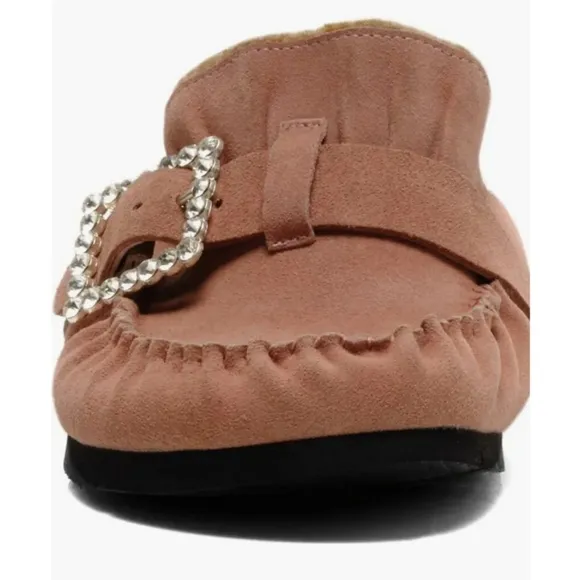 New Free People Shearling After Riding Mules Size 7.5 Pink Frost Bohemian