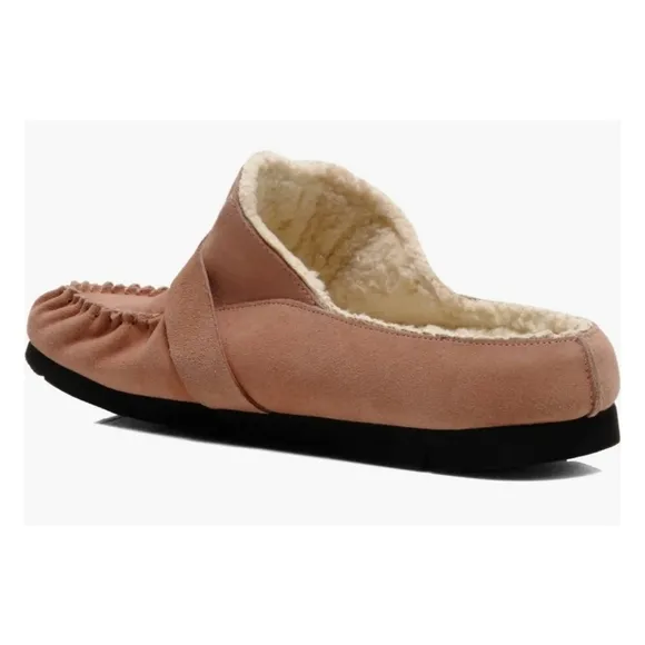 New Free People Shearling After Riding Mules Size 7.5 Pink Frost Bohemian