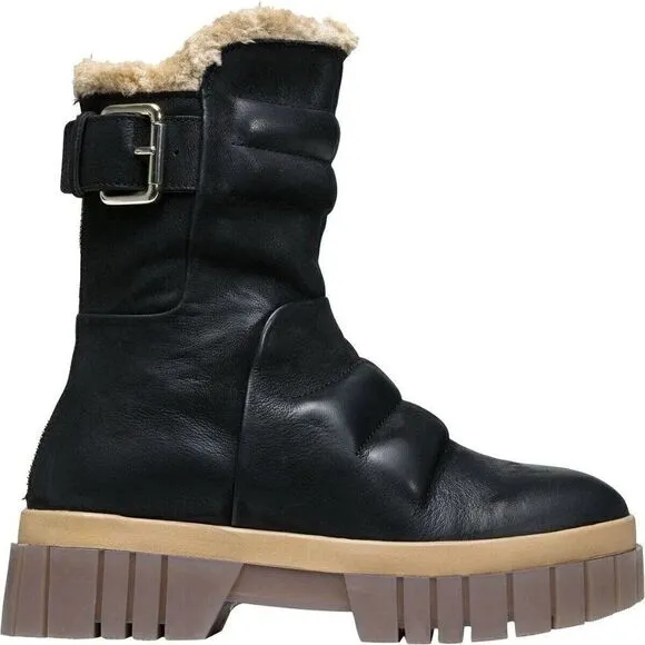 NEW FREE PEOPLE Sz 40 FABLE FAUX FUR BOOTS BLACK