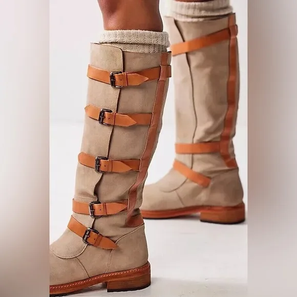 NEW Free People Tristie Buckle Knee High Boots