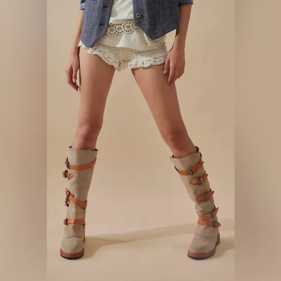 NEW Free People Tristie Buckle Knee High Boots