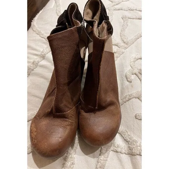 NEW FREE PEOPLE Sz 40 AMBER ORCHARD LEATHER WOOD CLOG IN CHOCOLATE