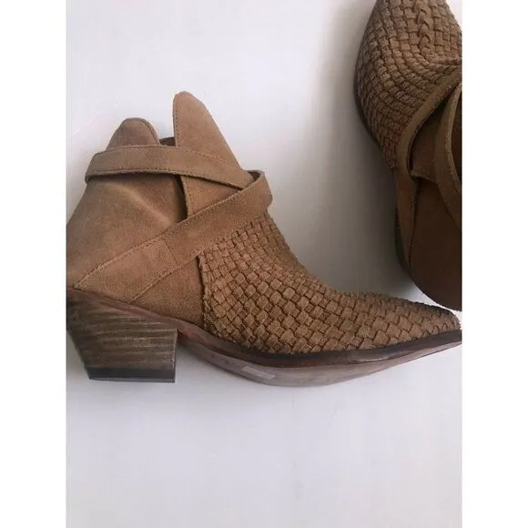 NEW FREE PEOPLE Sz 41 VENTURE SUEDE WOVEN ANKLE BOOT BOOTIE