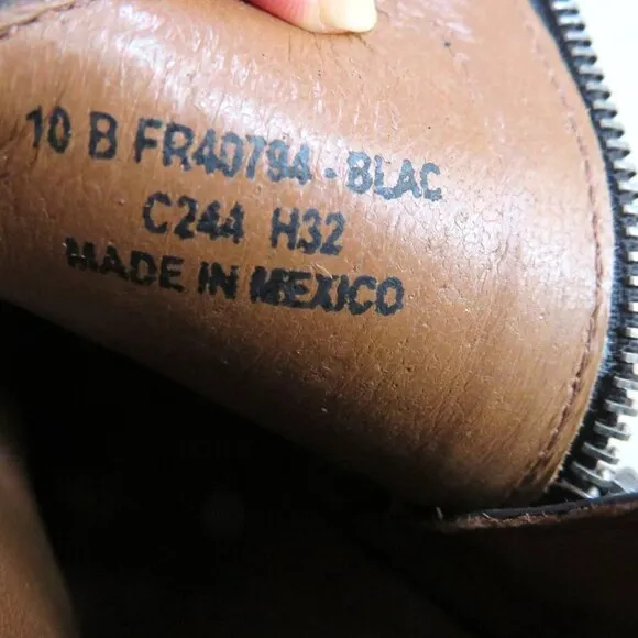 New Frye June Leather Western Bootie Black Women 10B