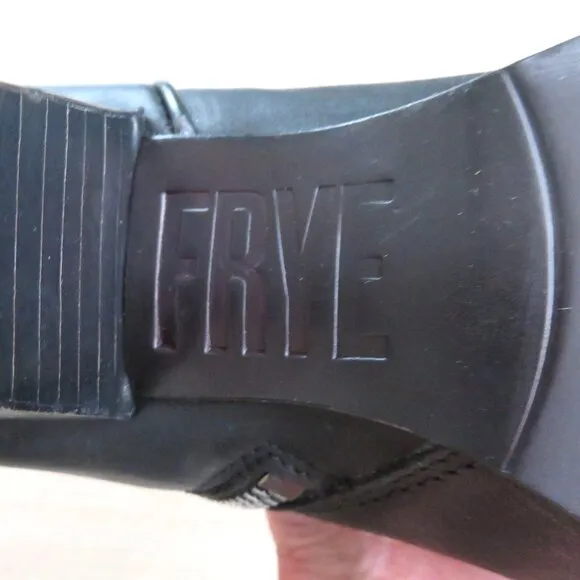 New Frye June Leather Western Bootie Black Women 10B