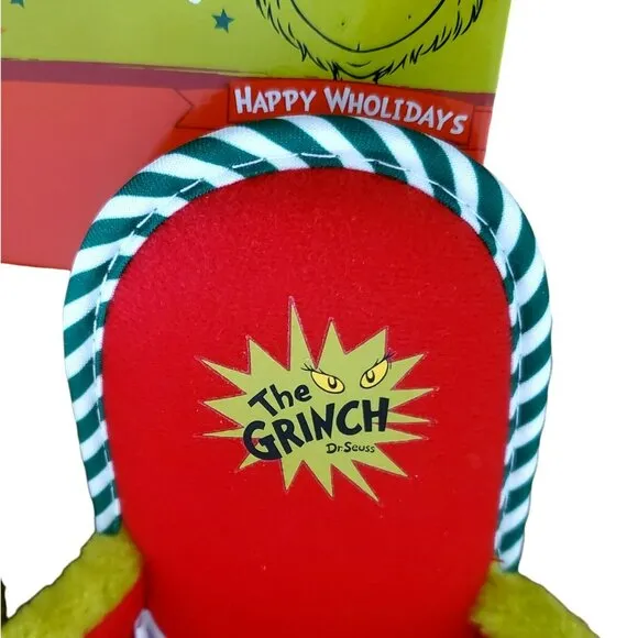 New Grinch Santa Slippers Green Red Plush Christmas House Shoes Men XL 13/14