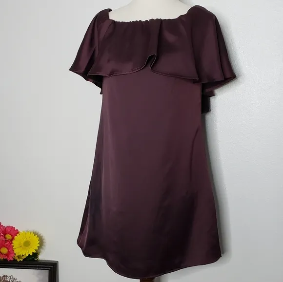 NEW H by Halston Ruffle Dress Mini Eggplant Strapless Dance Evening Elegant Chic