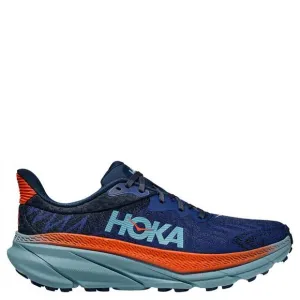 NEW HOKA men's challenger atr 7 trail running shoes in bellwether blue stone blu