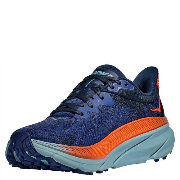 NEW HOKA men's challenger atr 7 trail running shoes in bellwether blue stone blu