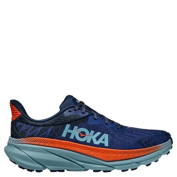 NEW HOKA men's challenger atr 7 trail running shoes in bellwether blue stone blu