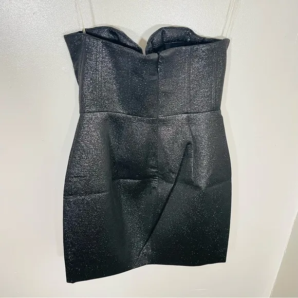 NEW House of CB Eevi Strapless Mini Corset Dress Black Sparkly Wedding Club Date