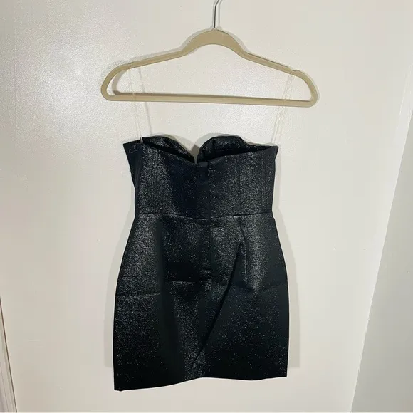 NEW House of CB Eevi Strapless Mini Corset Dress Black Sparkly Wedding Club Date