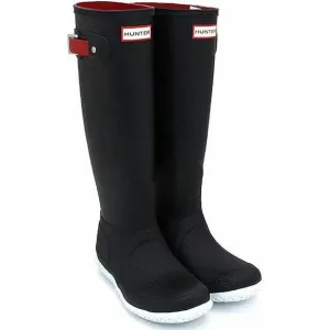 NEW HUNTER women's original flat heel calendar sole tall rain boots in black/hun