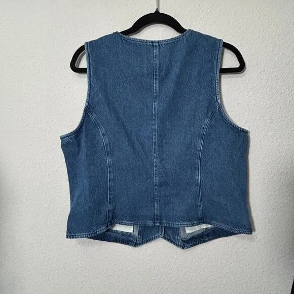 NEW J. Crew Denim Vest Blue Jean Size 14 XL Western Cowgirl Staple Retro Curvy
