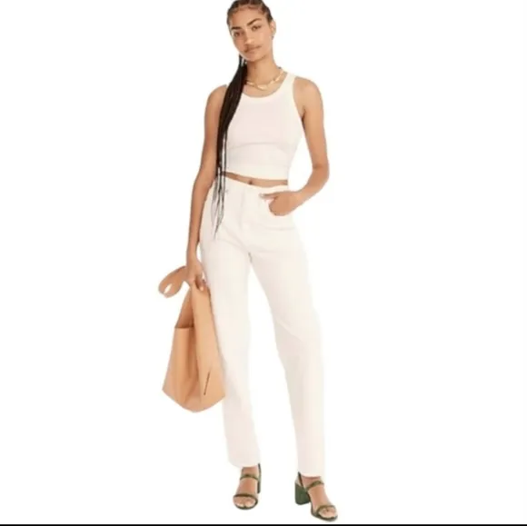 NEW J. Crew High Rise 90s Classic Straight Jean in White Summer Preppy Trendy
