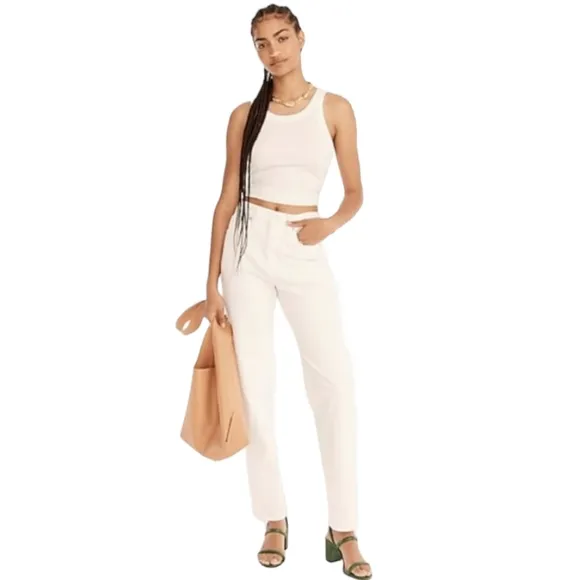 NEW J. Crew High Rise 90s Classic Straight Jean in White Summer Preppy Trendy