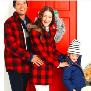 NEW J. Crew Vail Parka Buffalo Plaid Wool BC287 Pea Coat Classic Hooded Faux Fur
