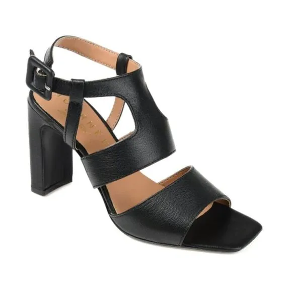 New Journee Signature Beckie Block Heel Leather Sandal (Women) 7.5