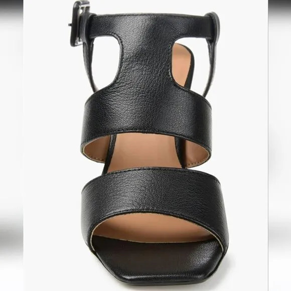 New Journee Signature Beckie Block Heel Leather Sandal (Women) 7.5