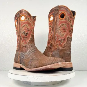 NEW Lane Capitan Brown Cowboy Boots Mens 9.5 D Wide Square Toe Leather Rough Out