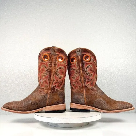 NEW Lane Capitan Brown Cowboy Boots Mens 9.5 D Wide Square Toe Leather Rough Out