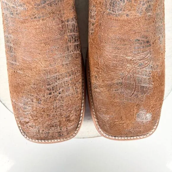 NEW Lane Capitan Brown Cowboy Boots Mens 9.5 D Wide Square Toe Leather Rough Out