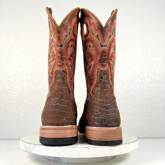 NEW Lane Capitan Brown Cowboy Boots Mens 9.5 D Wide Square Toe Leather Rough Out