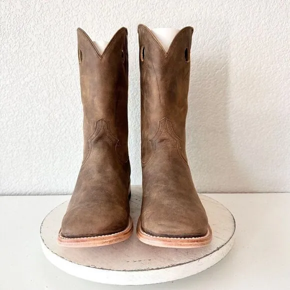 NEW Lane Capitan Mens Cowboy Boots 9D Brown Leather Square Toe Western Footwear