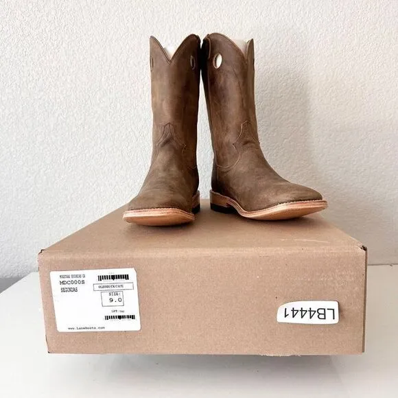 NEW Lane Capitan Mens Cowboy Boots 9D Brown Leather Square Toe Western Footwear
