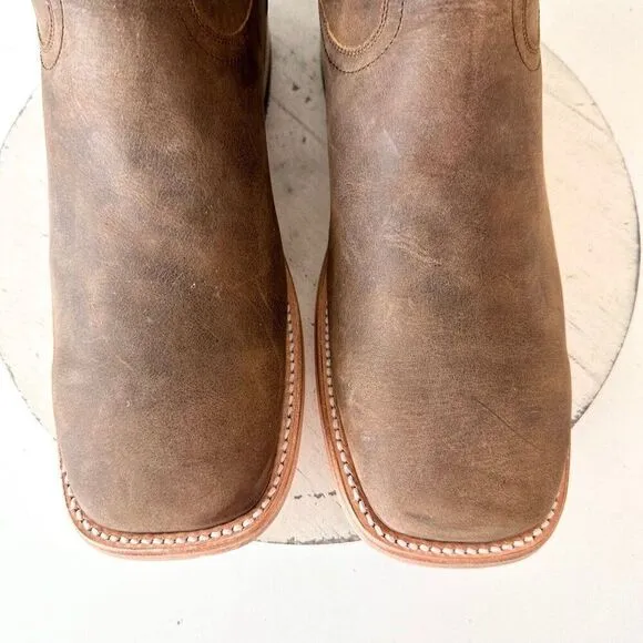 NEW Lane Capitan Mens Cowboy Boots 9D Brown Leather Square Toe Western Footwear