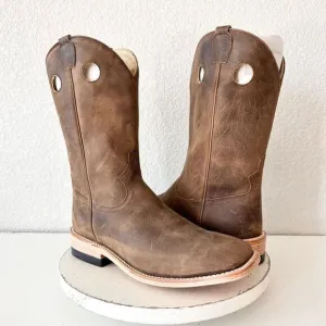 NEW Lane Capitan Mens Cowboy Boots 9D Brown Leather Square Toe Western Footwear