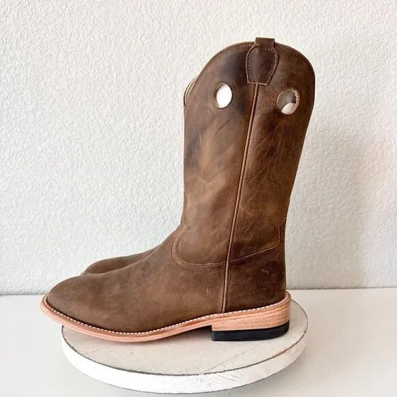 NEW Lane Capitan Mens Cowboy Boots 9D Brown Leather Square Toe Western Footwear