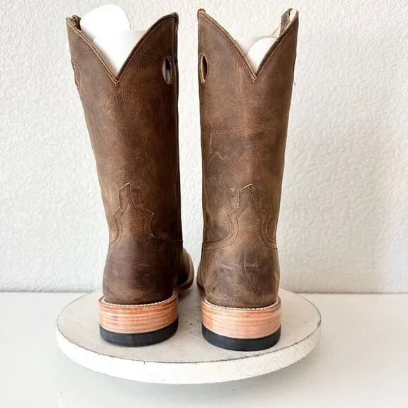 NEW Lane Capitan Mens Cowboy Boots 9D Brown Leather Square Toe Western Footwear
