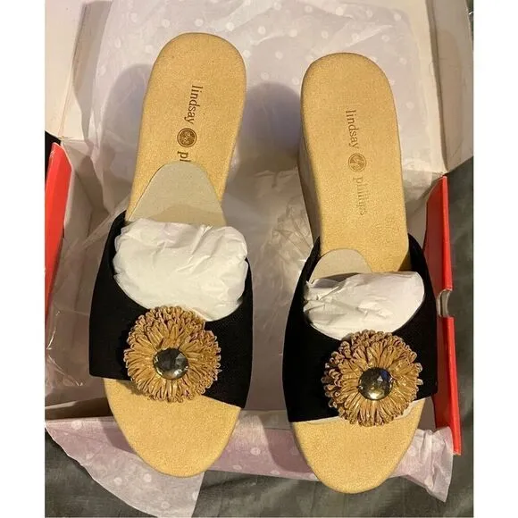 New Lindsay Phillips Devon Wedge Platform Sandals Sz 9 with 2 extra new intercha