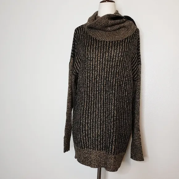 NEW M. Rena Luxury Sweater Taupe Coffee Zipper Boutique Womens Turtleneck Winter