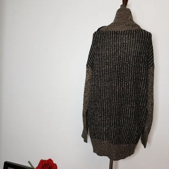 NEW M. Rena Luxury Sweater Taupe Coffee Zipper Boutique Womens Turtleneck Winter