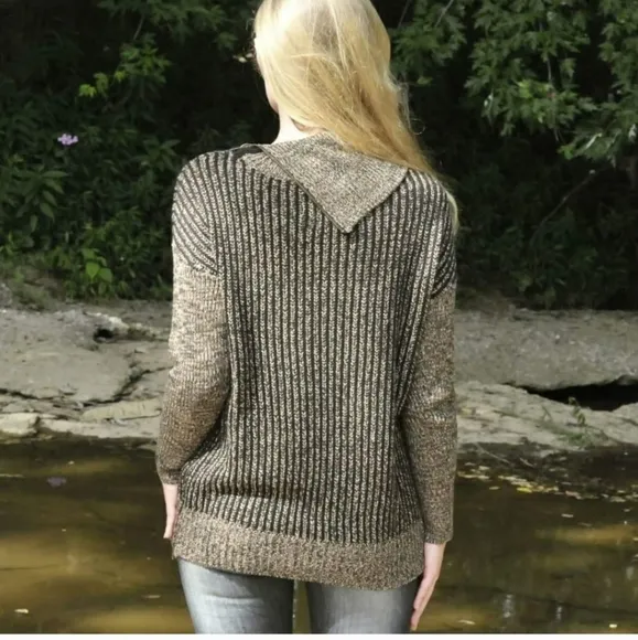NEW M. Rena Luxury Sweater Taupe Coffee Zipper Boutique Womens Turtleneck Winter