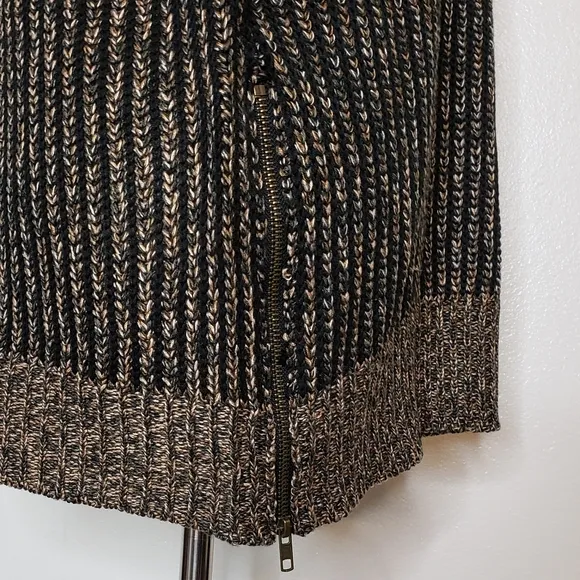 NEW M. Rena Luxury Sweater Taupe Coffee Zipper Boutique Womens Turtleneck Winter