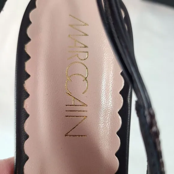 New MARC CAIN Women's (7.5) Dark Brown Leather Sling Back Dress Flat Shoes