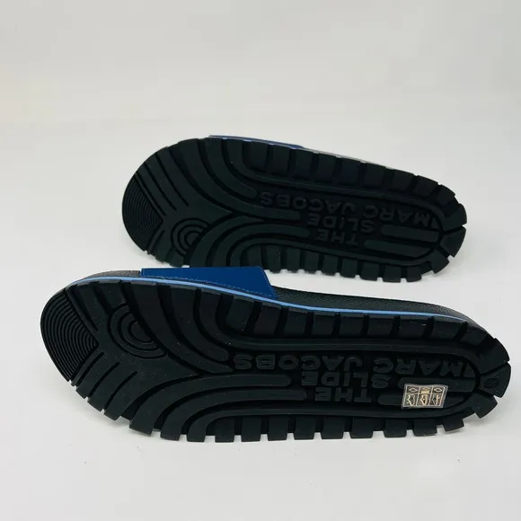 NEW! Marc Jacobs The Slide Logo Embossed Navy Blue - 9