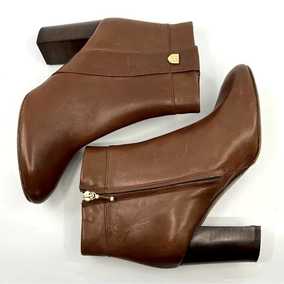 NEW‎ MASSIMO DUTTI 39 Ankle Boots Studio Cowhide Leather Block Heel women 8