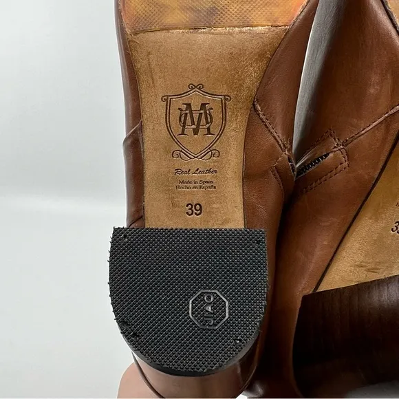 NEW‎ MASSIMO DUTTI 39 Ankle Boots Studio Cowhide Leather Block Heel women 8