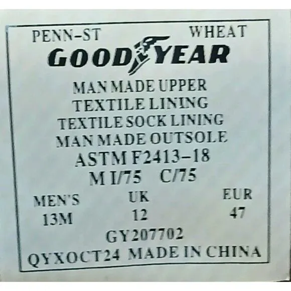 New Men's 13 Goodyear Penn Steel Toe Work Boots, Wheat,