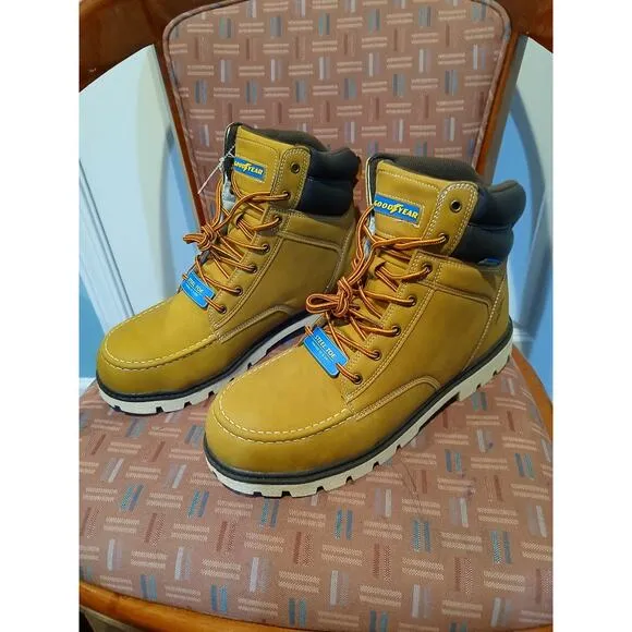 New Men's 13 Goodyear Penn Steel Toe Work Boots, Wheat,