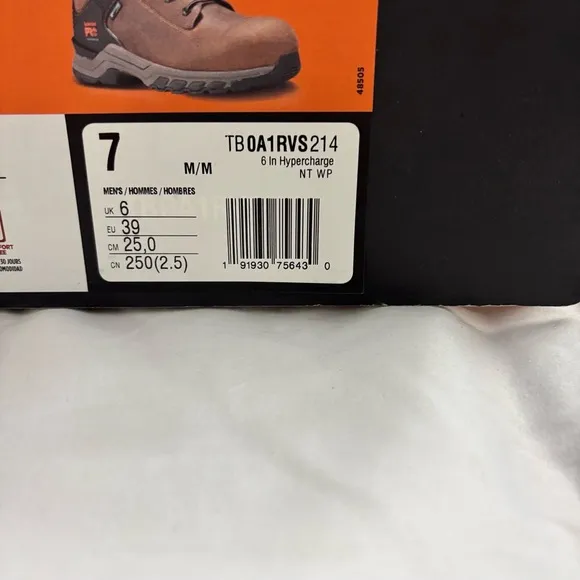 NEW Men's 7 Timberland PRO Work Boots 6 in Hypercharge Brown Lace Up Rubber Sole