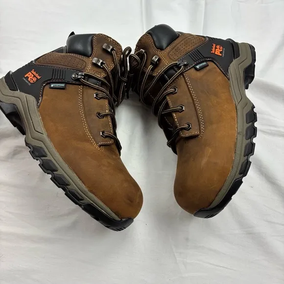 NEW Men's 7 Timberland PRO Work Boots 6 in Hypercharge Brown Lace Up Rubber Sole
