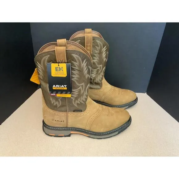 New! Mens ARIAT WORK WorkHog Soft Toe Pull-On Work/Western Boots. Size 15D.
