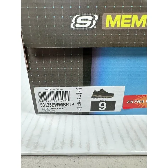 NEW Mens Skechers After Burn M. Fit Shoes Brown #50125EWW/BRTP Size 9 Extra Wide