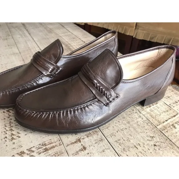NEW NUNN BUSH Men Brown Leather Loafers Slip On Dress Shoes US 13 M Made Italy