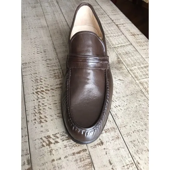 NEW NUNN BUSH Men Brown Leather Loafers Slip On Dress Shoes US 13 M Made Italy